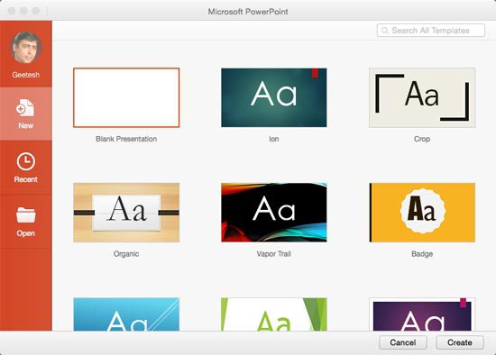 powerpoint mac 2016 change template